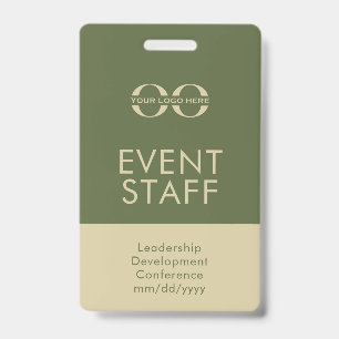 Benutzerdefiniertes Olive Green und Beige Event-ID Ausweis