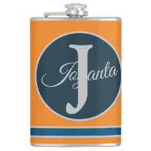 Benutzerdefiniertes orange grau blau Monogramm Ele