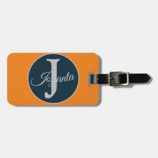 Benutzerdefiniertes orange grau blau Monogramm Ele Gepäckanhänger
