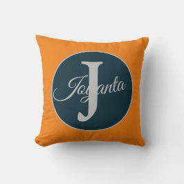 Benutzerdefiniertes orange grau blau Monogramm Ele Kissen