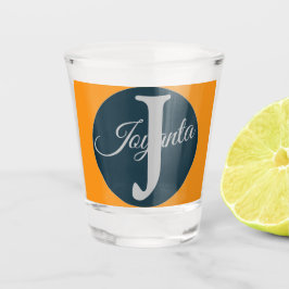 Benutzerdefiniertes orange grau blau Monogramm Ele Schnapsglas