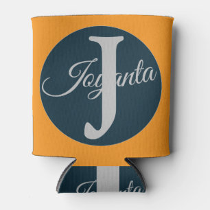 Benutzerdefiniertes orange graues blaues Monogramm Dosenkühler