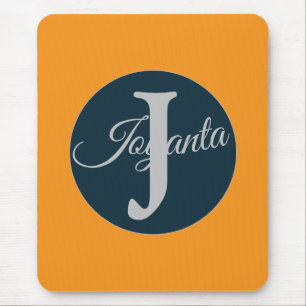 Benutzerdefiniertes orange graues blaues Monogramm Mousepad