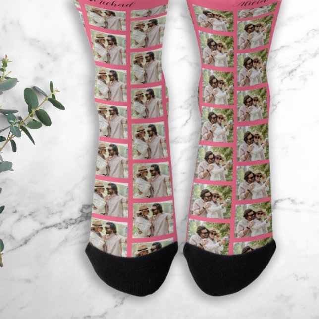 Benutzerdefiniertes Paar 2 Fotos und Namen Socken (Von Creator hochgeladen)