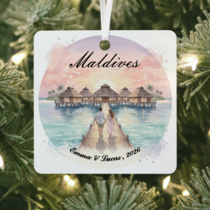 Benutzerdefiniertes Paar Malediven-Hochzeitsreise- Ornament Aus Metall