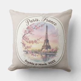 Benutzerdefiniertes Paar Paris & Kirschblüten-Ande Kissen