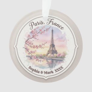 Benutzerdefiniertes Paar Paris & Kirschblüten Ande Ornament