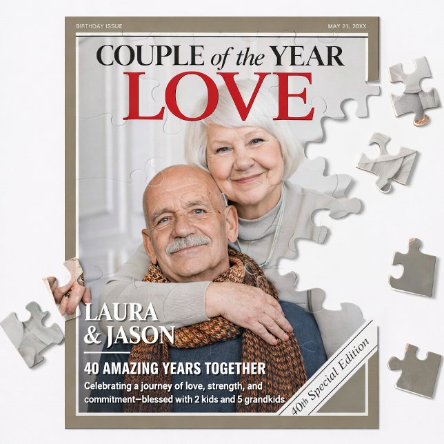 Benutzerdefiniertes Paar-Puzzle, benutzerdefiniert (Custom Couple Puzzle, Custom Anniversary Magazine Jigsaw Puzzle)