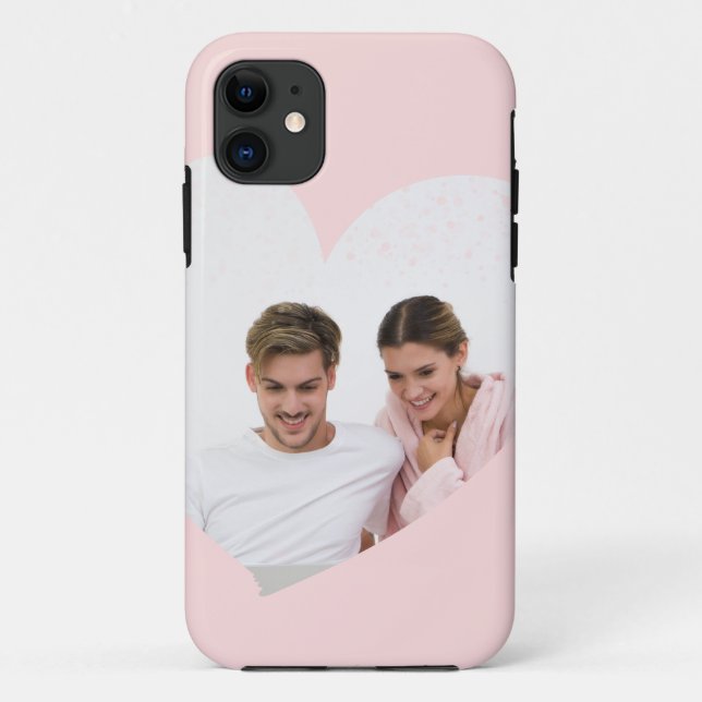 Benutzerdefiniertes paartes Foto Herzwellrosa Case-Mate iPhone Hülle (Rückseite)