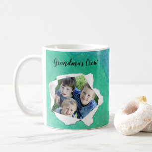 Benutzerdefiniertes Papierloch Foto Blau Grün Aqua Kaffeetasse