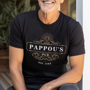 Benutzerdefiniertes Pappou's Pub Zuhause Bar Year  T-Shirt