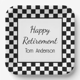 Benutzerdefiniertes Party für die schwarz karierte Pappteller