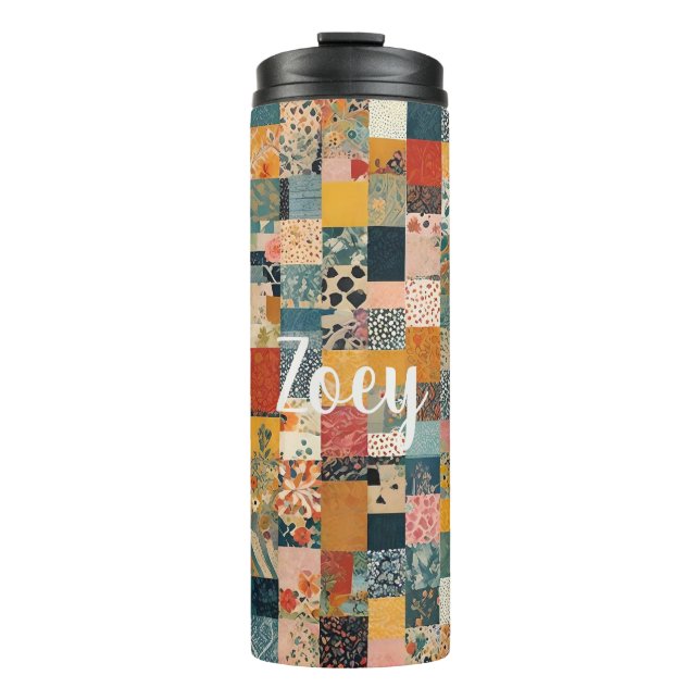 Benutzerdefiniertes Patchwork-Muster Thermosbecher (Vorderseite)