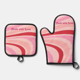 Benutzerdefiniertes Personalisiert rosa Abstraktes Ofenhandschuh & Topflappen-Set