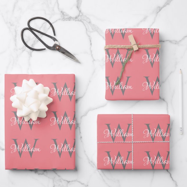 Benutzerdefiniertes Personalisiertes Anfangsskript Geschenkpapier Set (Vorderseite)