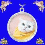 Benutzerdefiniertes Personalisiertes Cat Foto Begl Versilberte Kette<br><div class="desc">Personalisiertes Cat Foto Haustier Foto Geschenk Silber plattierte Kette</div>