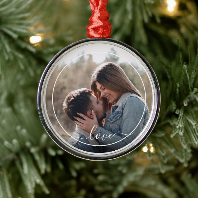 Benutzerdefiniertes Personalisiertes Foto Einfache Ornament Aus Metall (Baum)