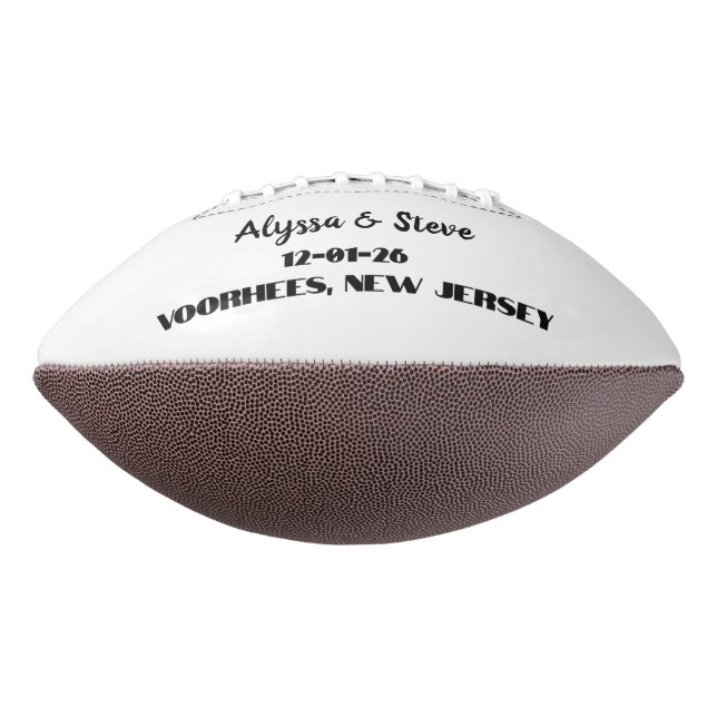 Benutzerdefiniertes Personalisiertes Hochzeitdatum Football (Gedreht 270)