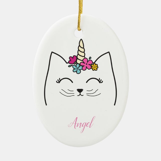 Benutzerdefiniertes Personalisiertes Kinderkatzen- Keramik Ornament (Vorne)