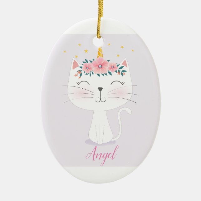 Benutzerdefiniertes Personalisiertes Kinderkatzen- Keramik Ornament (Vorne)