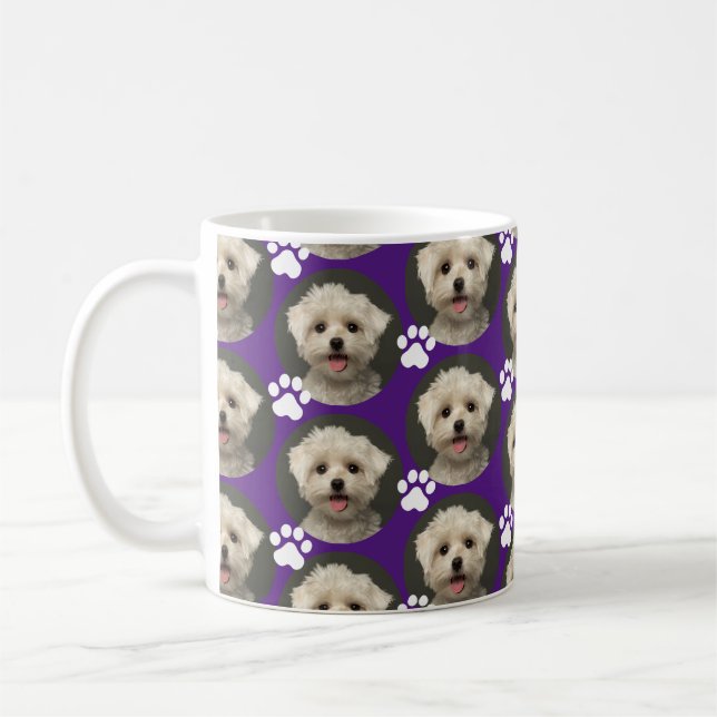 Benutzerdefiniertes Pet-Foto Druckmuster Lila  Kaffeetasse (Links)