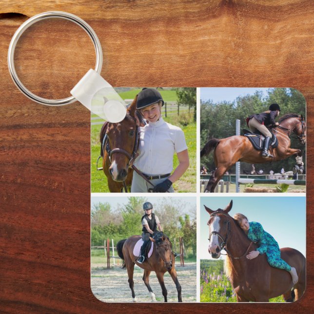Benutzerdefiniertes Pferd 5 Fotos Collage Reittier Schlüsselanhänger (Vorderseite)