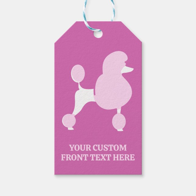Benutzerdefiniertes Pink-Poodle Geschenkanhänger (Vorderseite)