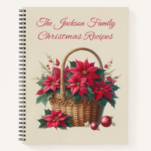 Benutzerdefiniertes Poinsettia-Weihnachtsrezeptbuc Notizbuch
