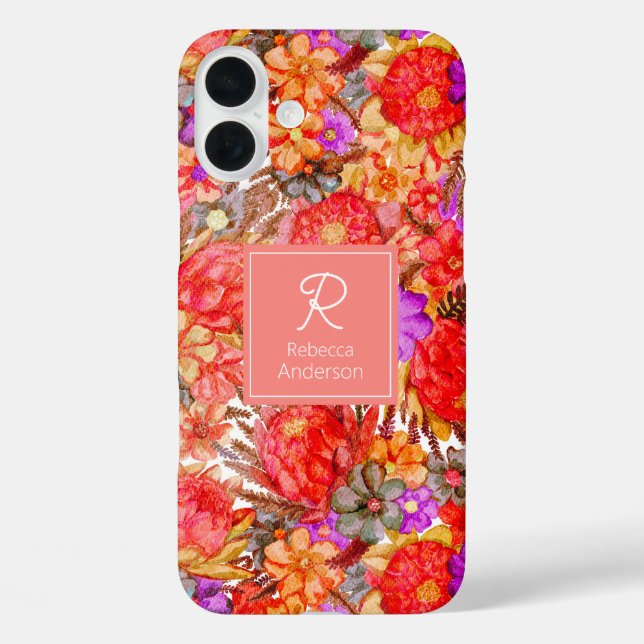 Benutzerdefiniertes Protea-Muster iPhone 16 Plus Hülle (Rückseite)