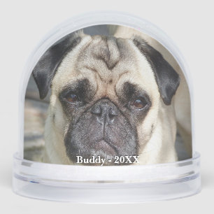 Benutzerdefiniertes Pug-Hundefoto Schneekugeln