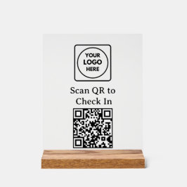 Benutzerdefiniertes QR-Code Check-In Logo Schwarze Acrylschild