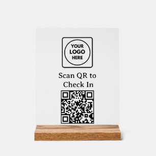 Benutzerdefiniertes QR-Code Check-In Logo Schwarze Acrylschild