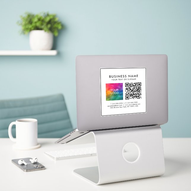 Benutzerdefiniertes QR-Code-Firmenlogo Hinzufügen  Aufkleber (Laptop auf Schreibtisch)