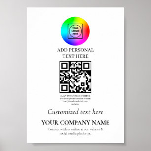 Benutzerdefiniertes QR-Code-Geschäft Minimal Weiß Poster