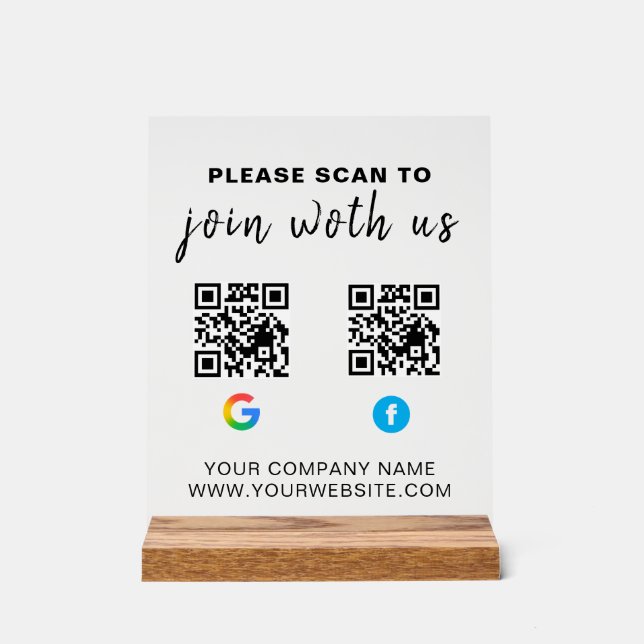 Benutzerdefiniertes QR-Code-Geschäfts-Acryl-Schild Acrylschild (Vorderseite)
