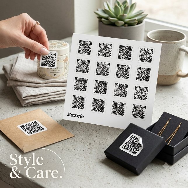 Benutzerdefiniertes QR-Code-Klassisches Rundum-Sti Quadratischer Aufkleber (Custom QR Code Classic Round Sticker Sheet)