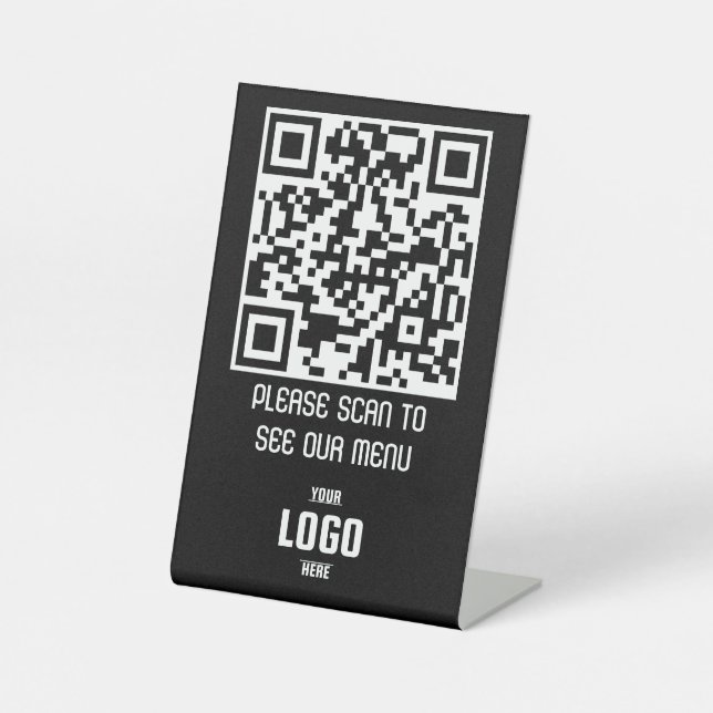 Benutzerdefiniertes QR-Code Menü Pedestzeichen für Sockelschild (Vorderseite)