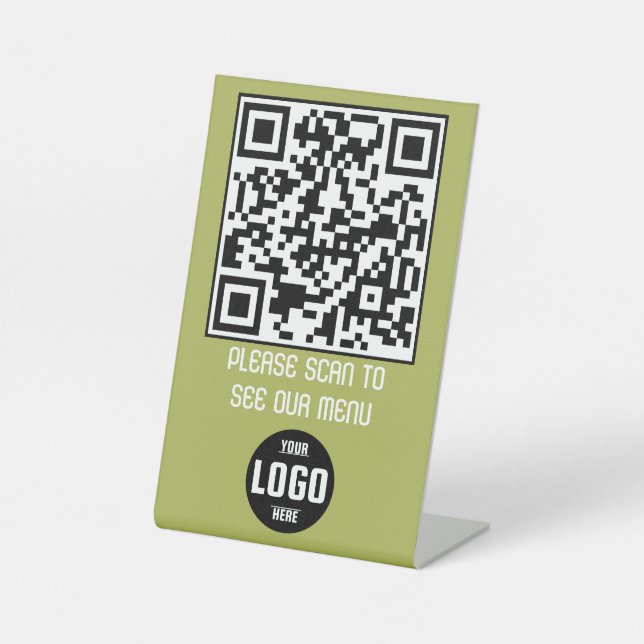 Benutzerdefiniertes QR-Code Menü Pedestzeichen für Sockelschild (Vorderseite)