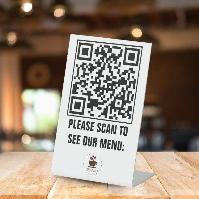Benutzerdefiniertes QR-Code Menü Pedestzeichen für Sockelschild (Custom QR Code Menu Pedestal Sign for Restaurants)
