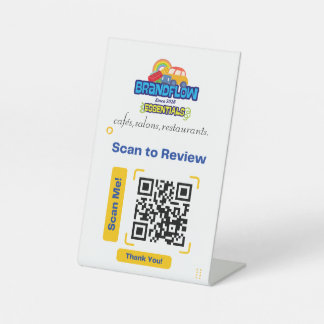 Benutzerdefiniertes QR-Review-Tischschild mit Logo Sockelschild