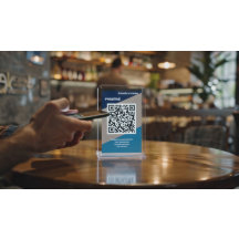 Benutzerdefiniertes QR-Review-Tischschild mit Logo