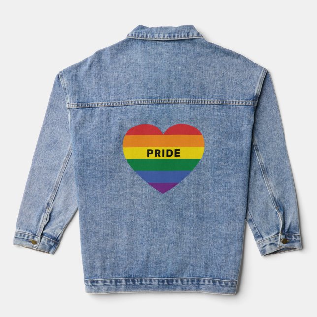 Benutzerdefiniertes Rainbow-Herz Jeansjacke (Rückseite)