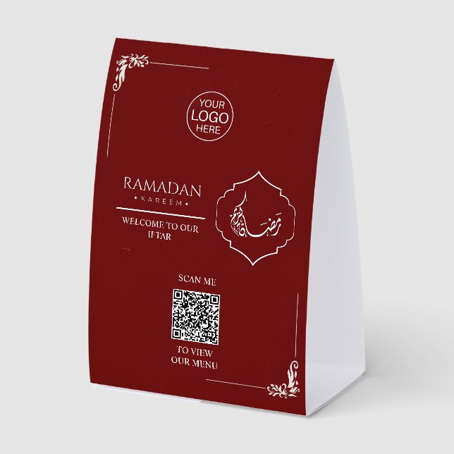 Benutzerdefiniertes Ramadan Kareem QR-Code-Menüsch Tischaufsteller (Vorderseite)