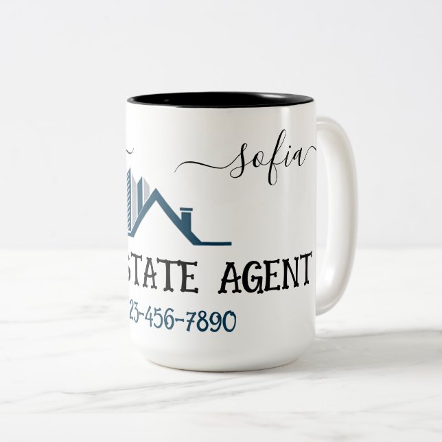Benutzerdefiniertes Real Anwesen Agent Small Busin Zweifarbige Tasse (VorderseiteRechts)