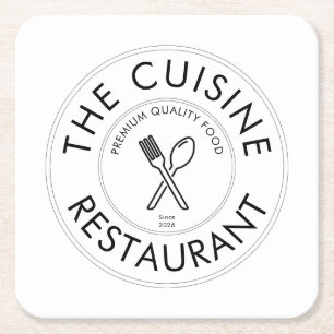 Benutzerdefiniertes Restaurant-Logo Modern Quadrat Rechteckiger Pappuntersetzer