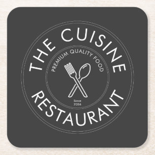 Benutzerdefiniertes Restaurant-Logo modernes quadr Rechteckiger Pappuntersetzer