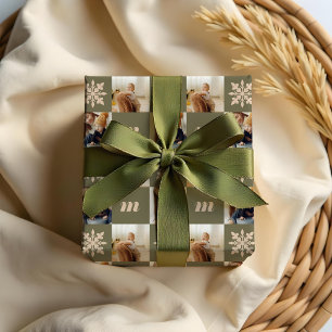 Benutzerdefiniertes Retro-Foto-Monogramm Geschenkpapier