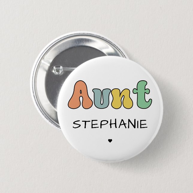 Benutzerdefiniertes Retro-Geschenk | Tante Persona Button (Vorne & Hinten)