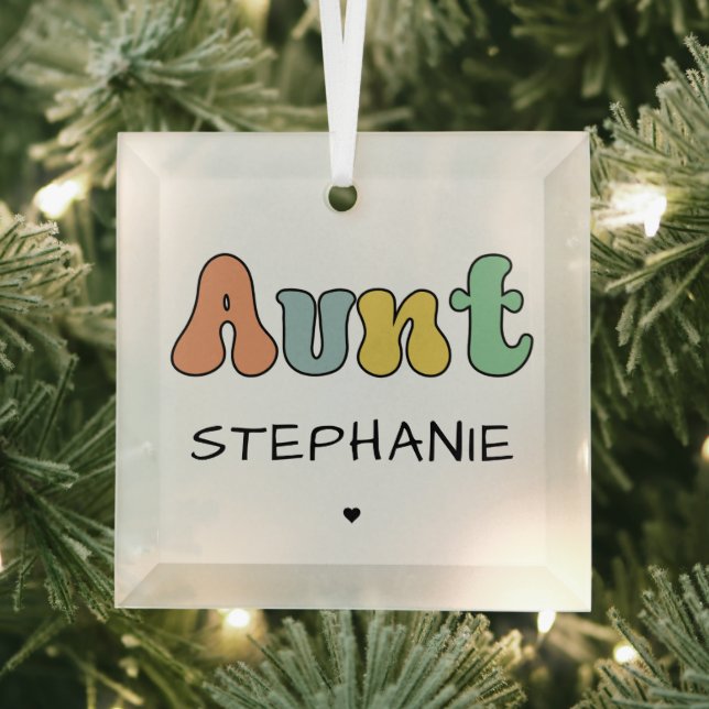 Benutzerdefiniertes Retro-Geschenk | Tante Persona Ornament Aus Glas (Insitu)