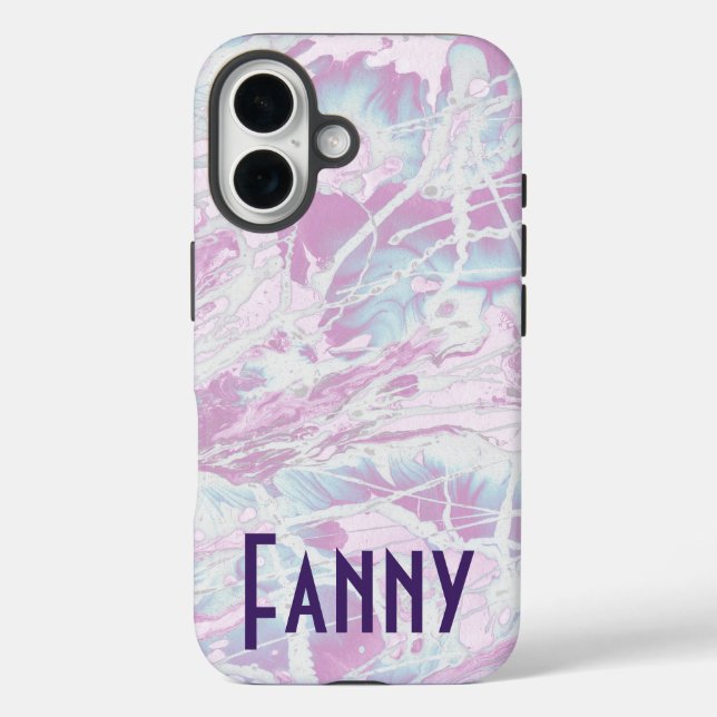 Benutzerdefiniertes Retro-lila Monogramm iPhone 16 Hülle (Rückseite)